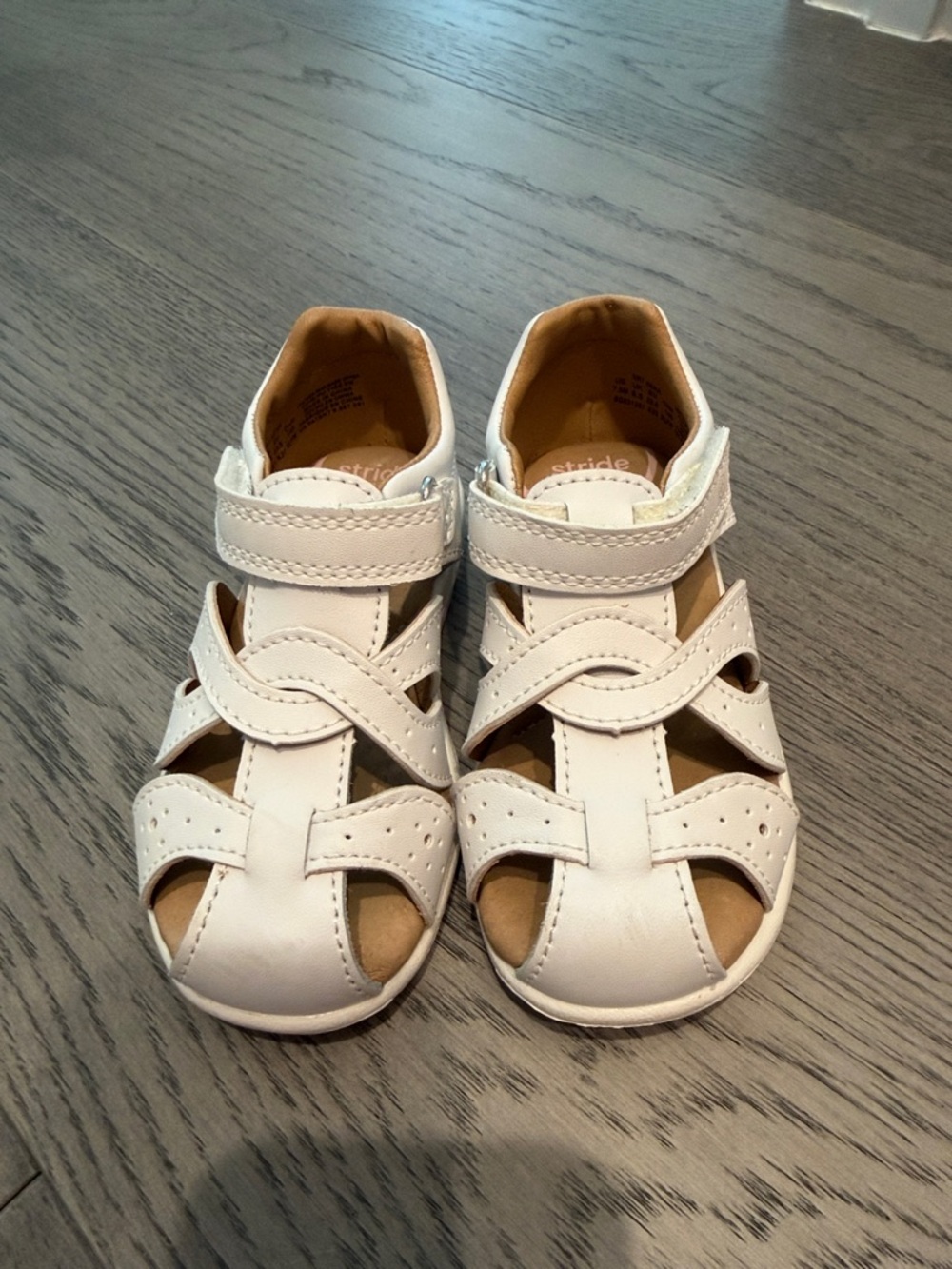 Stride Rite White Leather Closed-Toe Kids Sandals